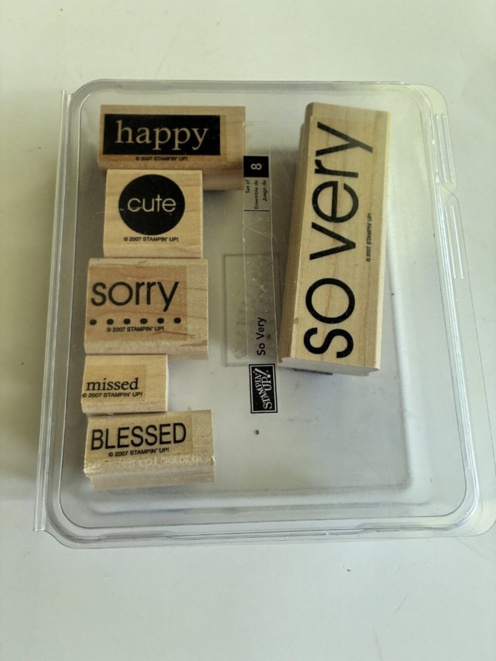 Stampin' Up! So Very Wood Mounted Rubber Stamp Set Happy Cute Sorry Blessed